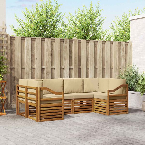 vidaXL Rohov&aacute; sofa sada 6 pcs Př&iacute;rodn&iacute; Masivn&iacute; ak&aacute;tov&eacute; dřevo