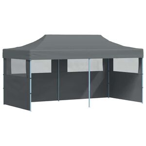 vidaXL Skl&aacute;dac&iacute; nůžkov&yacute; party stan s bočn&iacute;mi stěnami 3x6 m antracitov&yacute;