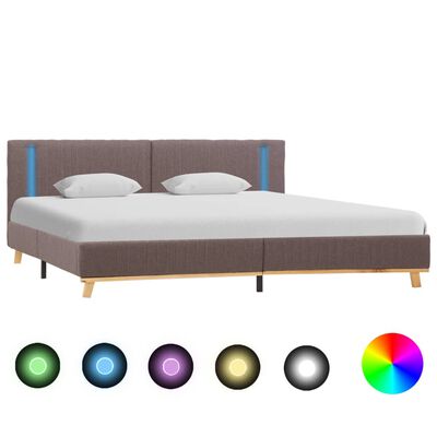 vidaXL Rám postele s LED světlem taupe textil 180 x 200 cm