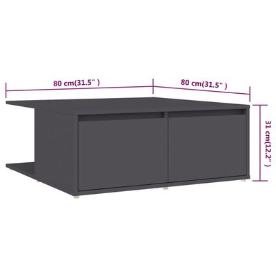 vidaXL Konferenční stolek šedý 80 x 80 x 31 cm dřevotříska