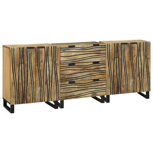 vidaXL Sada koupelnov&eacute;ho n&aacute;bytku s polic&iacute; 3 pcs Hněd&aacute; kompozitn&iacute; dřevo