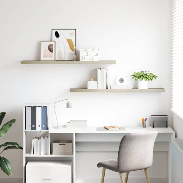 vidaXL Plovouc&iacute; n&aacute;stěnn&eacute; police 2 ks dub 120 x 23,5 x 3,8 cm MDF