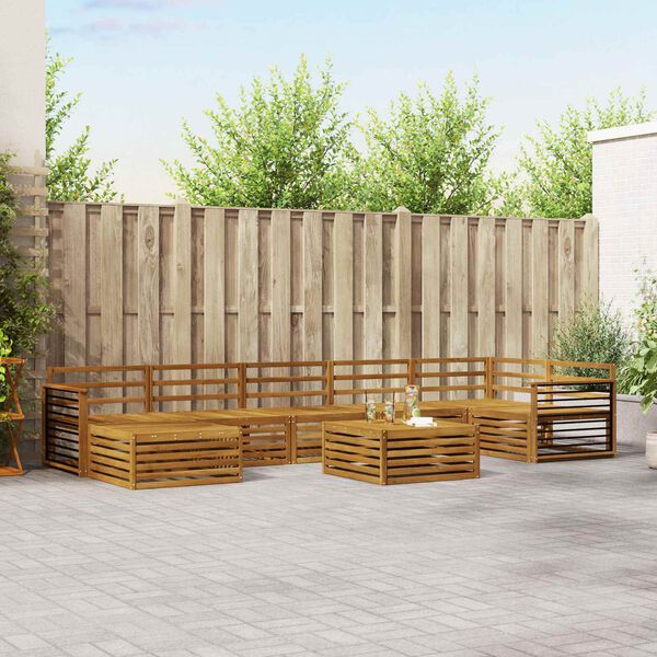 vidaXL Sedac&iacute; soupravy 8 pcs Př&iacute;rodn&iacute; Masivn&iacute; ak&aacute;tov&eacute; dřevo