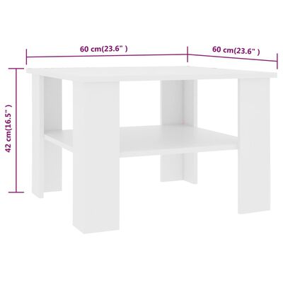 vidaXL Konferenční stolek bílý 60 x 60 x 42 cm dřevotříska
