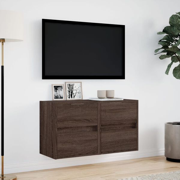 vidaXL Nástěnné TV skříňky s LED osvětlením 2 ks hnědý dub 41x31x45 cm