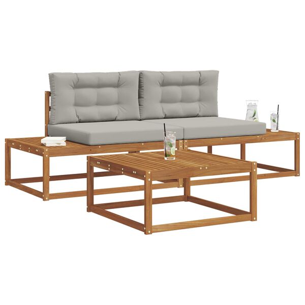 vidaXL Venkovn&iacute; pohovkov&aacute; souprava 3 Kus Př&iacute;rodn&iacute; a světle &scaron;ed&aacute;