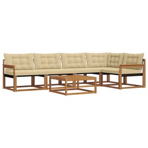 vidaXL Venkovn&iacute; pohovkov&aacute; souprava 6 pcs Přirozen&aacute; a B&eacute;žov&aacute;