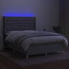 vidaXL Box spring postel s matrac&iacute; a LED světle &scaron;ed&aacute; 140x200 cm textil