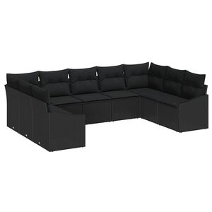vidaXL Set pohovek 9 ks Čern&aacute; polyratan