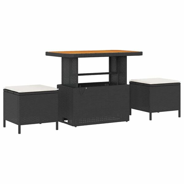 vidaXL Sada zahradn&iacute;ch pohovek s pol&scaron;t&aacute;řem 10 pcs Čern&aacute; a kr&eacute;mov&aacute;