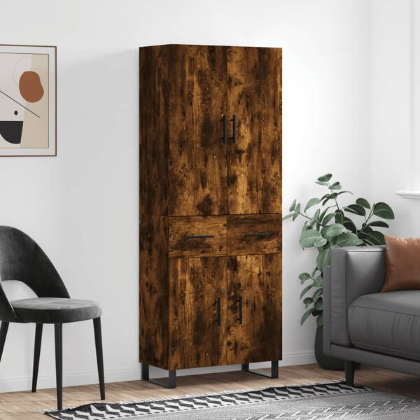 vidaXL Skř&iacute;ň highboard kouřov&yacute; dub 69,5 x 34 x 180 cm kompozitn&iacute; dřevo