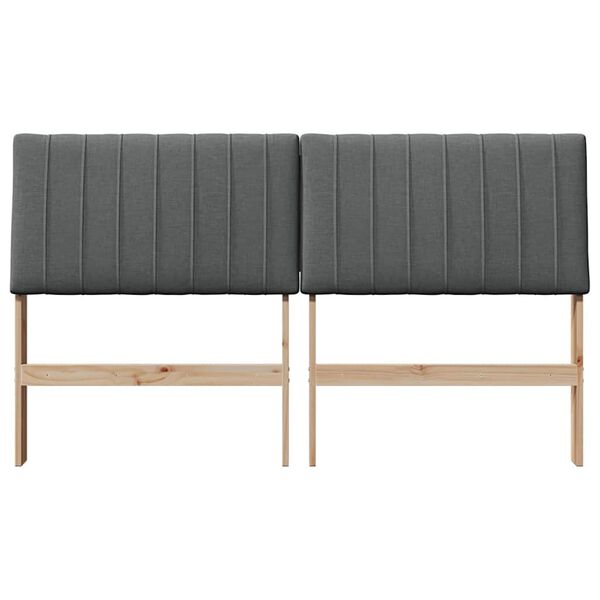 vidaXL Čalouněn&eacute; čelo postele Tmavě &scaron;ed&aacute; 150 cm Masivn&iacute; borov&eacute; dřevo