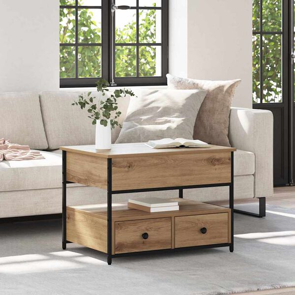 vidaXL Konferenčn&iacute; stolek se z&aacute;suvkou Artisanov&yacute; dub 70 x 50 x 54.5 cm