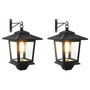 vidaXL N&aacute;stěnn&eacute; sv&iacute;tidlo with LED Bulb 2 ks Čern&aacute; 19 x 14 x 25 cm
