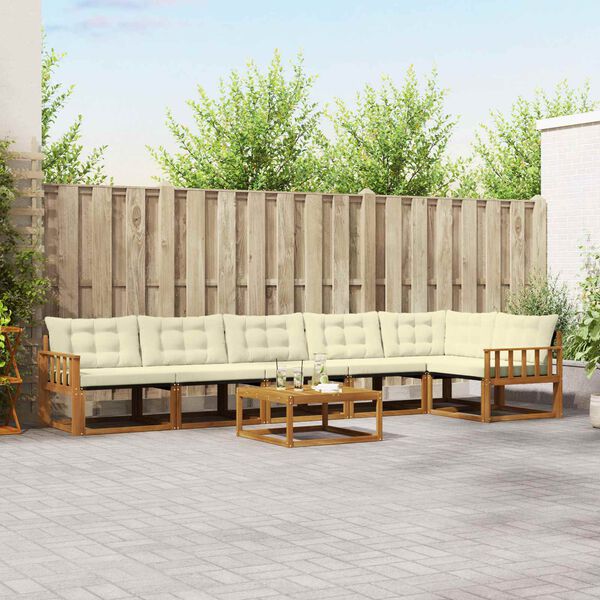 vidaXL Venkovn&iacute; pohovkov&aacute; souprava 7 pcs Přirozen&aacute; a Kr&eacute;mov&aacute;