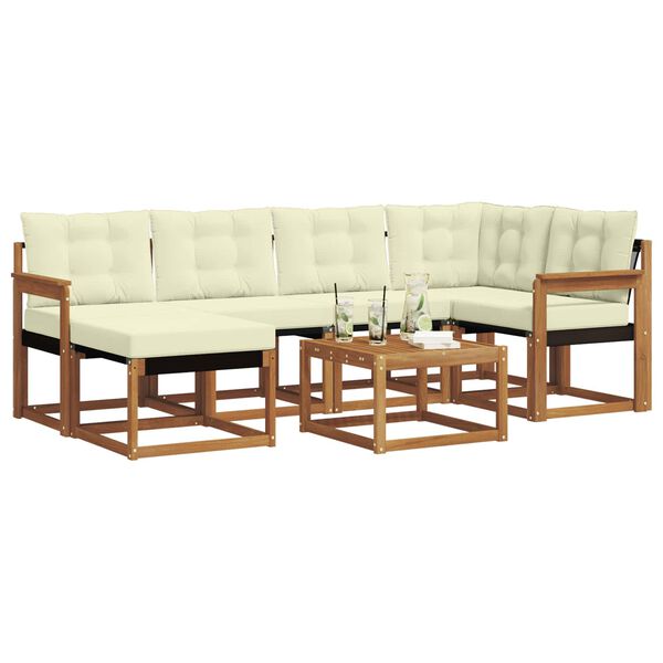 vidaXL Venkovn&iacute; pohovkov&aacute; souprava 7 pcs Přirozen&aacute; a Kr&eacute;mov&aacute;