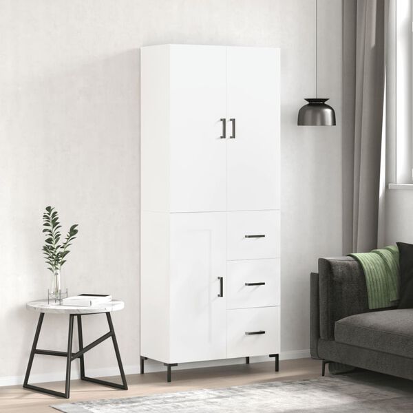vidaXL Skř&iacute;ň highboard b&iacute;l&aacute; 69,5 x 34 x 180 cm kompozitn&iacute; dřevo