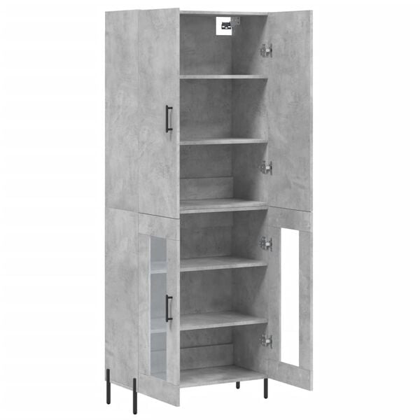 vidaXL Skř&iacute;ň highboard betonově &scaron;ed&aacute; 69,5x34x180 cm kompozitn&iacute; dřevo