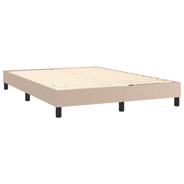vidaXL Box spring postel s matrac&iacute; cappuccino 140x200 cm uměl&aacute; kůže
