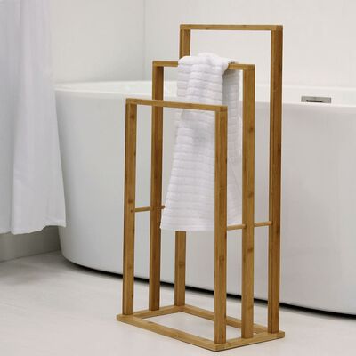 Bathroom Solutions Bambusový věšák na ručníky se 3 tyčemi