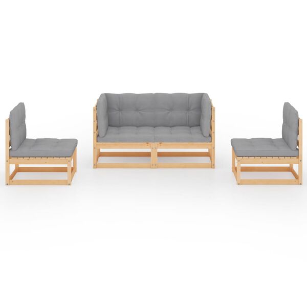vidaXL 4dílná zahradní sedací souprava s poduškami masivní borovice