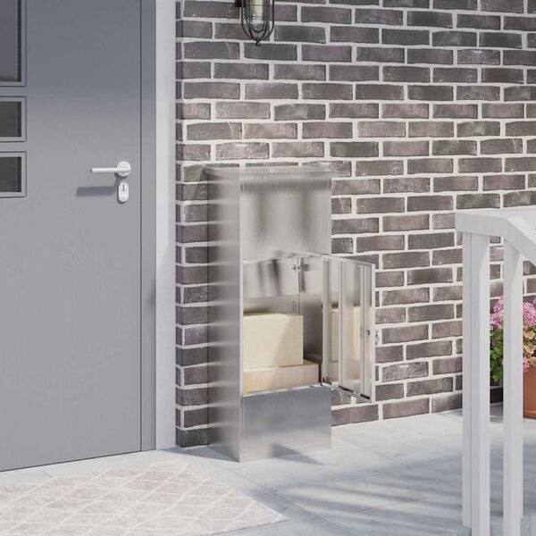 vidaXL Schr&aacute;nka na bal&iacute;ky Stř&iacute;brn&aacute; 44,5 x 29 x 110,5 cm Nerezov&aacute; ocel