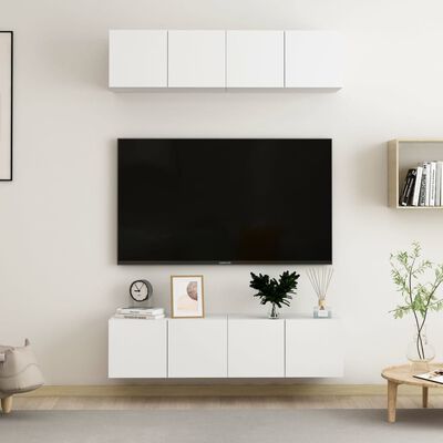 vidaXL TV stolky 4 ks bílé 60 x 30 x 30 cm dřevotříska