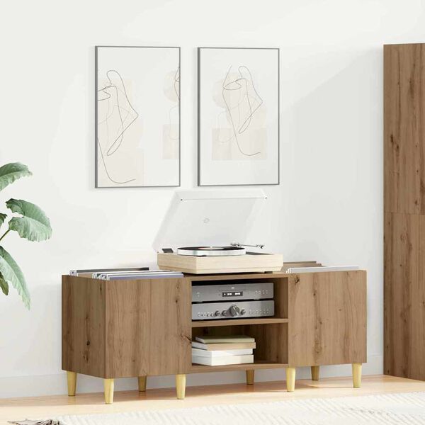 vidaXL Skř&iacute;ň na gramofonov&eacute; desky Artisanov&yacute; dub 121 x 38 x 48 cm