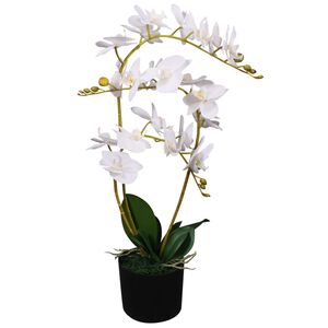 vidaXL Uměl&aacute; rostlina orchidej s květin&aacute;čem 65 cm b&iacute;l&aacute;