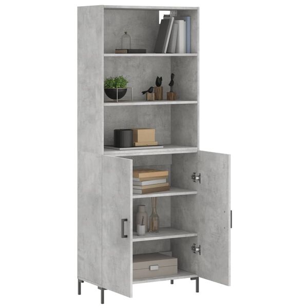 vidaXL Skř&iacute;ň highboard betonově &scaron;ed&aacute; 69,5x34x180 cm kompozitn&iacute; dřevo