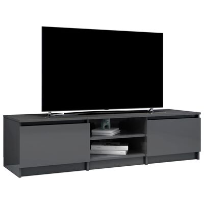 vidaXL TV stolek šedý s vysokým leskem 140 x 40 x 35,5 cm dřevotříska
