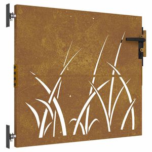 vidaXL Zahradn&iacute; branka 85 x 100 cm z cortenov&eacute; oceli, design s tr&aacute;vou