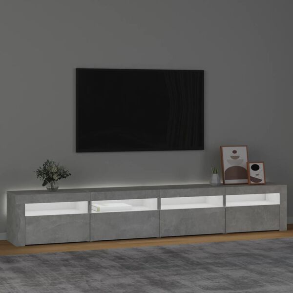 vidaXL TV skříňka s LED osvětlením betonově šedá 240x35x40 cm