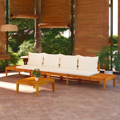 vidaXL Zahradní lavice s krémově bílými poduškami 2 ks akáciové dřevo