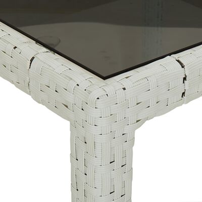 vidaXL Zahradní stůl bílý 190 x 90 x 75 cm tvrzené sklo a polyratan