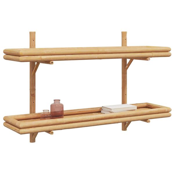 vidaXL N&aacute;stěnn&aacute; police s polic&iacute; N&aacute;stěnn&yacute; Hněd&aacute; 100 x 26 x 60 cm bambus