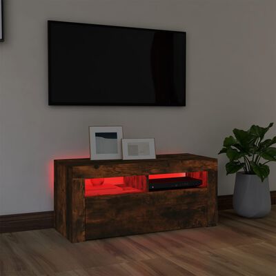 vidaXL TV skříňka s LED osvětlením kouřový dub 90 x 35 x 40 cm