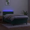 vidaXL Box spring postel s matrac&iacute; a LED tmavě zelen&aacute; 90x190 cm samet