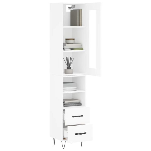 vidaXL Skř&iacute;ň highboard b&iacute;l&aacute; 34,5 x 34 x 180 cm kompozitn&iacute; dřevo
