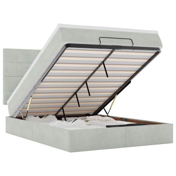 vidaXL Osmansk&yacute; r&aacute;m postele s matracemi světle &scaron;ed&aacute; 140x200cm samet