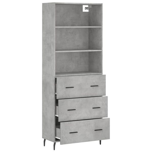 vidaXL Skř&iacute;ň highboard betonově &scaron;ed&aacute; 69,5x34x180 cm kompozitn&iacute; dřevo