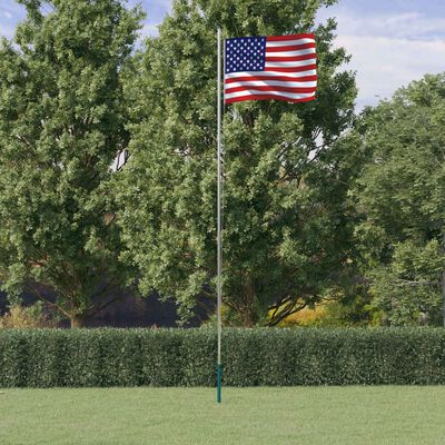 vidaXL Vlajka USA a stožár 6,23 m hliník