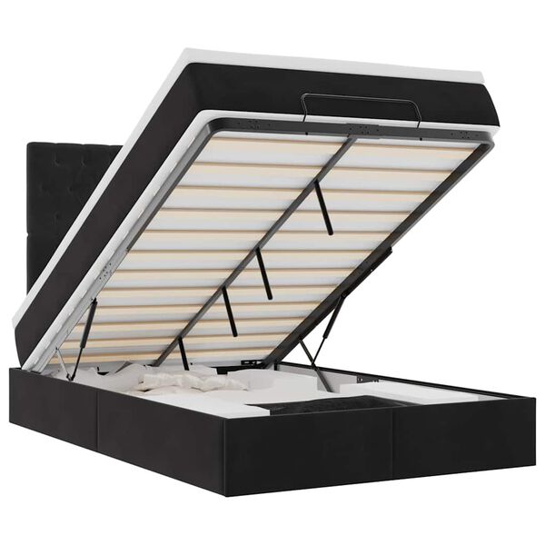 vidaXL Osmansk&yacute; r&aacute;m postele s matracemi čern&yacute; 120x200cm samet