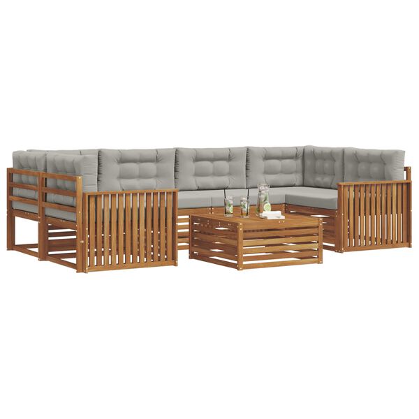 vidaXL Venkovn&iacute; pohovkov&aacute; souprava 7 pcs Př&iacute;rodn&iacute; a světle &scaron;ed&aacute;