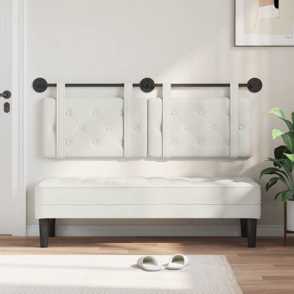 vidaXL Z&aacute;věsn&aacute; čeln&iacute; deska N&aacute;stěnn&yacute; B&iacute;l&yacute; 150 x 55 x 5 cm Uměl&aacute; kůže