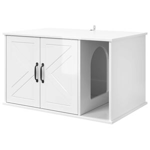 vidaXL Kočič&iacute; dům Leskl&aacute; B&iacute;l&aacute; 85 x 55 x 50,5 cm Kompozitn&iacute; dřevo