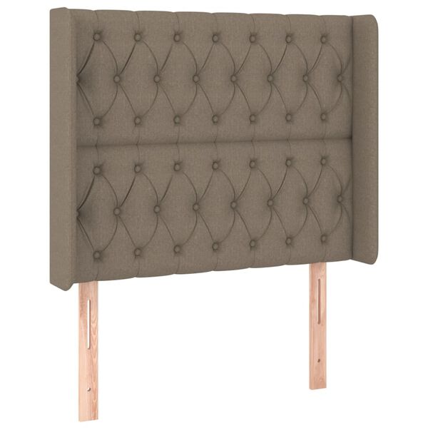 vidaXL Čelo postele typu u&scaron;&aacute;k taupe 93x16x118/128 cm textil