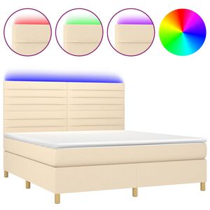 vidaXL Box spring postel s matrac&iacute; a LED kr&eacute;mov&aacute; 180x200 cm textil