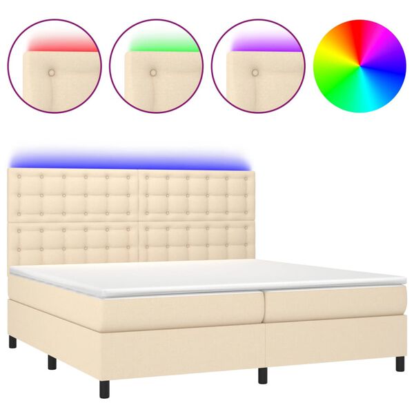 vidaXL Box spring postel s matrac&iacute; a LED kr&eacute;mov&aacute; 200x200 cm textil