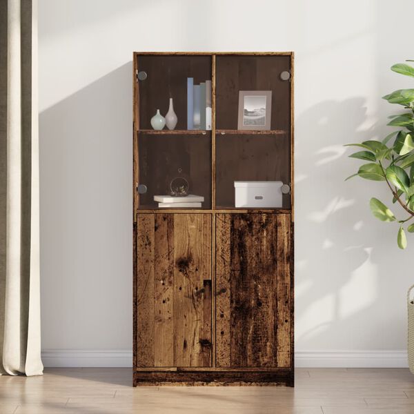 vidaXL Highboard s dvířky old wood 68 x 37 x 142 cm kompozitní dřevo